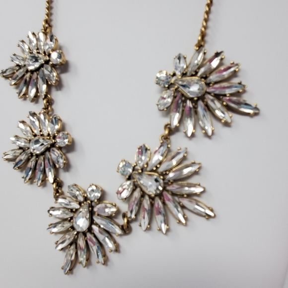 J. CREW CLEAR RHINESTONE STATEMENT NECKLACE WOMEN JEWELRY BRIDAL FORMAL PROM - Picture 4 of 12